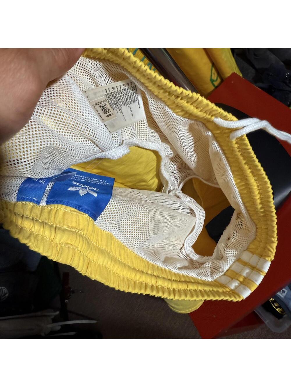 Adidas Yellow Vintage Athletic Swim Shorts with Stripes - Picture 4 of 7